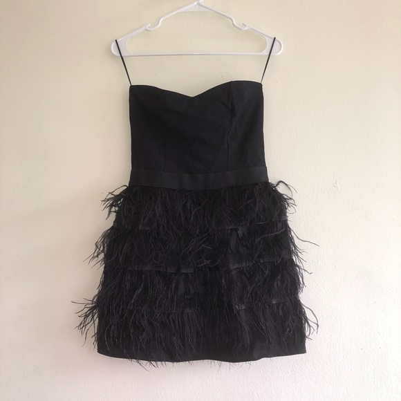 Aqua Dresses & Skirts - Strapless LBD with faux bird feather.
